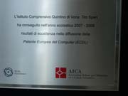 "L'Istituto Scolastico Quintino di Vona - Tito Speri ha conseguito nell'a.s. 2007 - 2008 risultati di eccellenza nella diffusione della Patente Europea del Computer (ECDL)"